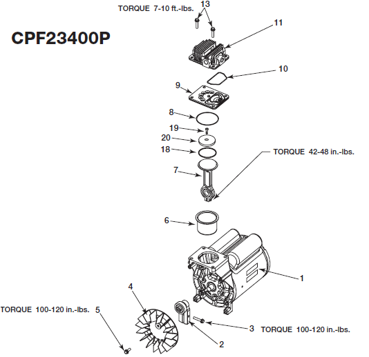 Devilbiss CPF23400P Pump Breakdown and Parts